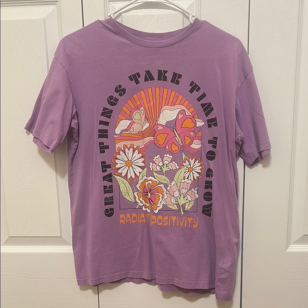 H&M Purple Retro Graphic Short Sleeve Tee